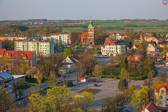 Wegorzewo, panorama lotnicza miasta. EU, Pl, Warm-Maz. Lotnicze.